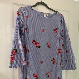 Tacera blue and white striped dress